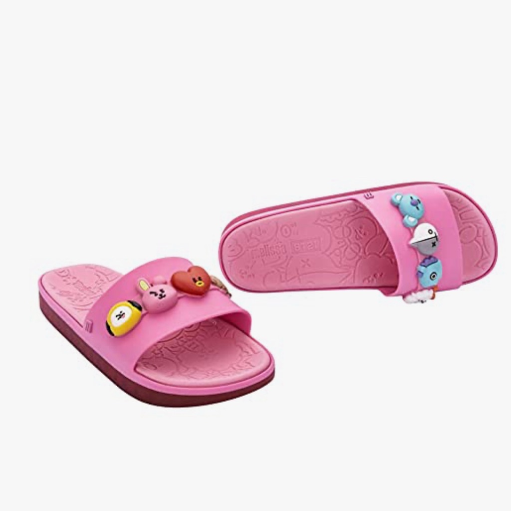 Melissa Pink Sandals With Playful Embellishments Bt21 Water Resistant.